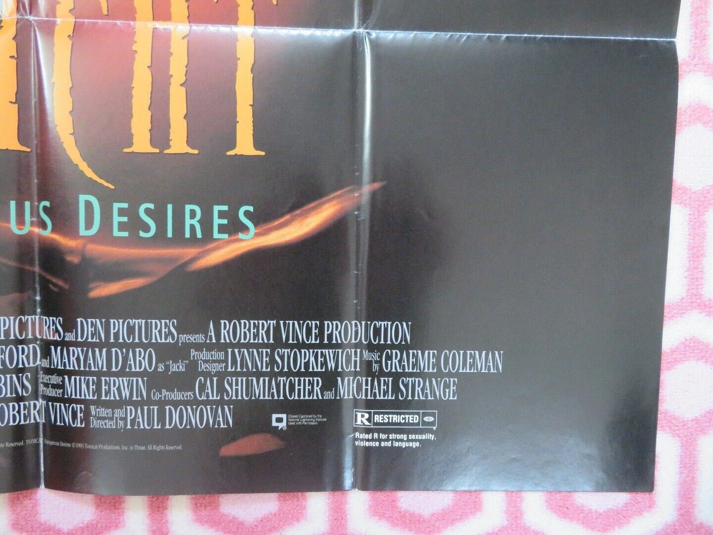 TOMCAT: DANGEROUS DESIRES NOMINATIONS FOLDED US ONE SHEET POSTER R GRIECO 1993 Movie posters