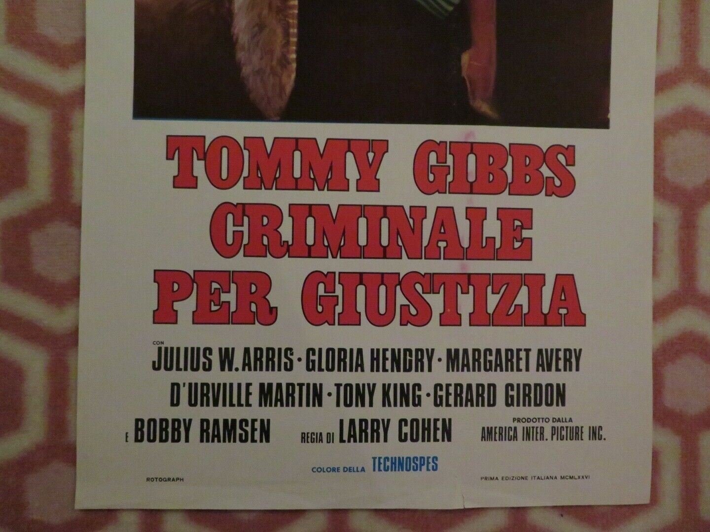 TOMMY GIBBS CRIMINALE PER GIUSTIZIA ITALIAN LOCANDINA (27.5"x12.5") POSTER 1973 - Rendezvous Cinema