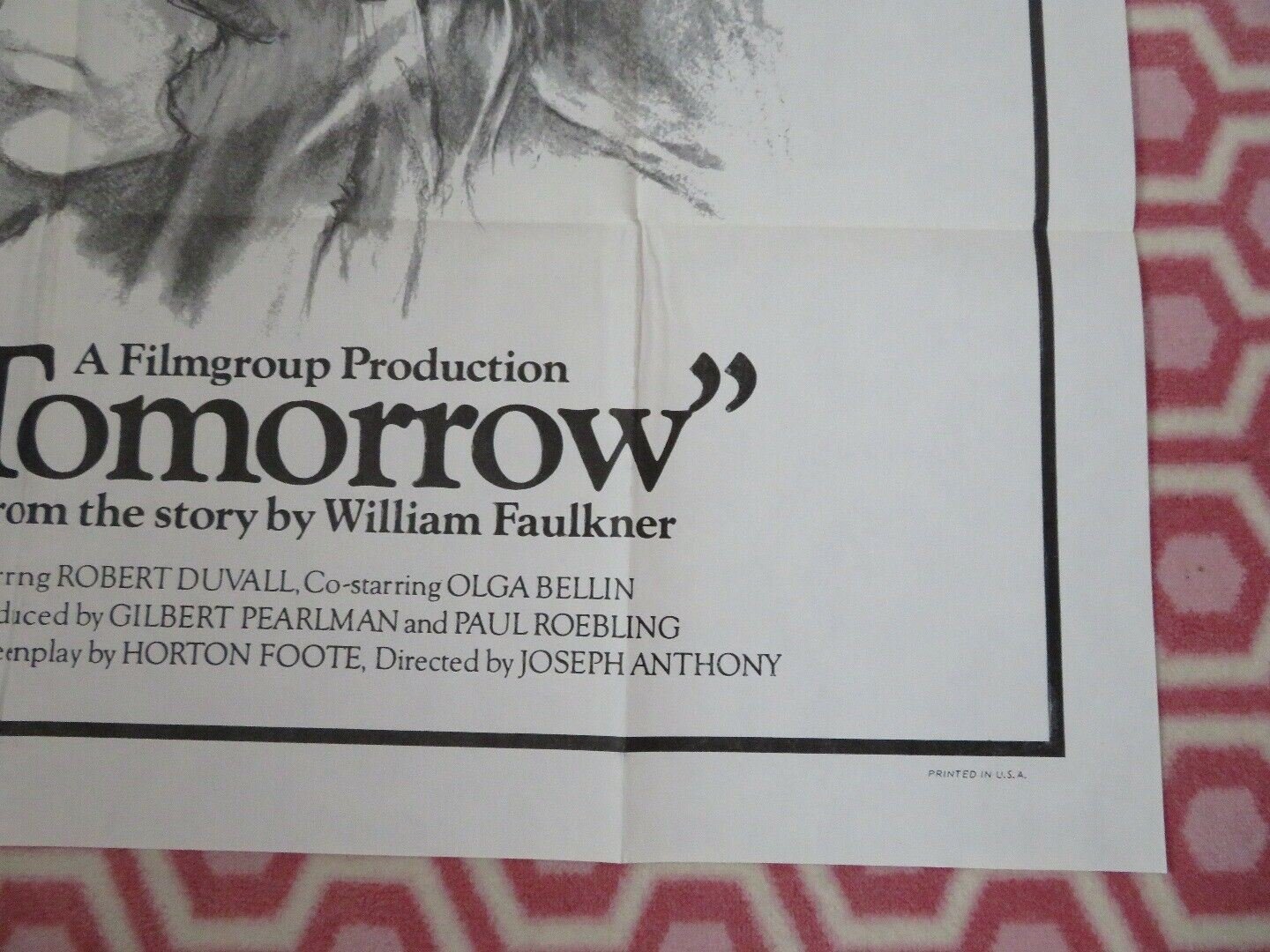 TOMORROW US ONE SHEET POSTER ROBERT DUVALL OLGA BELLIN FAULKNER 1972 - Rendezvous Cinema