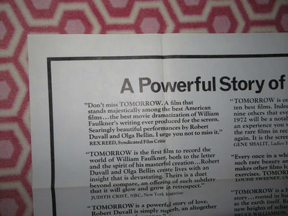 TOMORROW US ONE SHEET POSTER ROBERT DUVALL OLGA BELLIN FAULKNER 1972 - Rendezvous Cinema