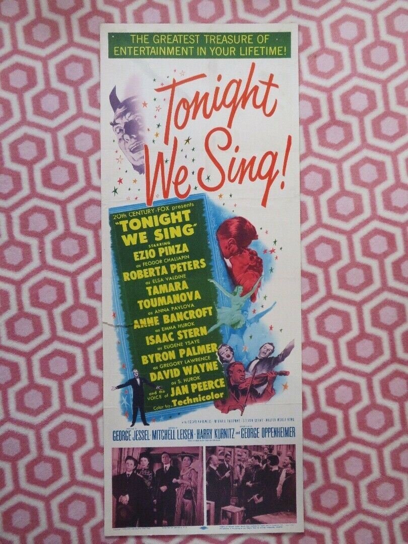 TONIGHT WE SING US INSERT (14"x 36") POSTER EZIO PINZA JAN PEERCE 1956 Movie posters