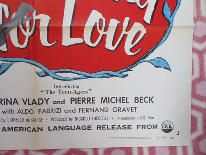 TOO YOUNG FOR LOVE FOLDED US ONE SHEET POSTER MARINA VLADY PIERRE 1954 Movie posters