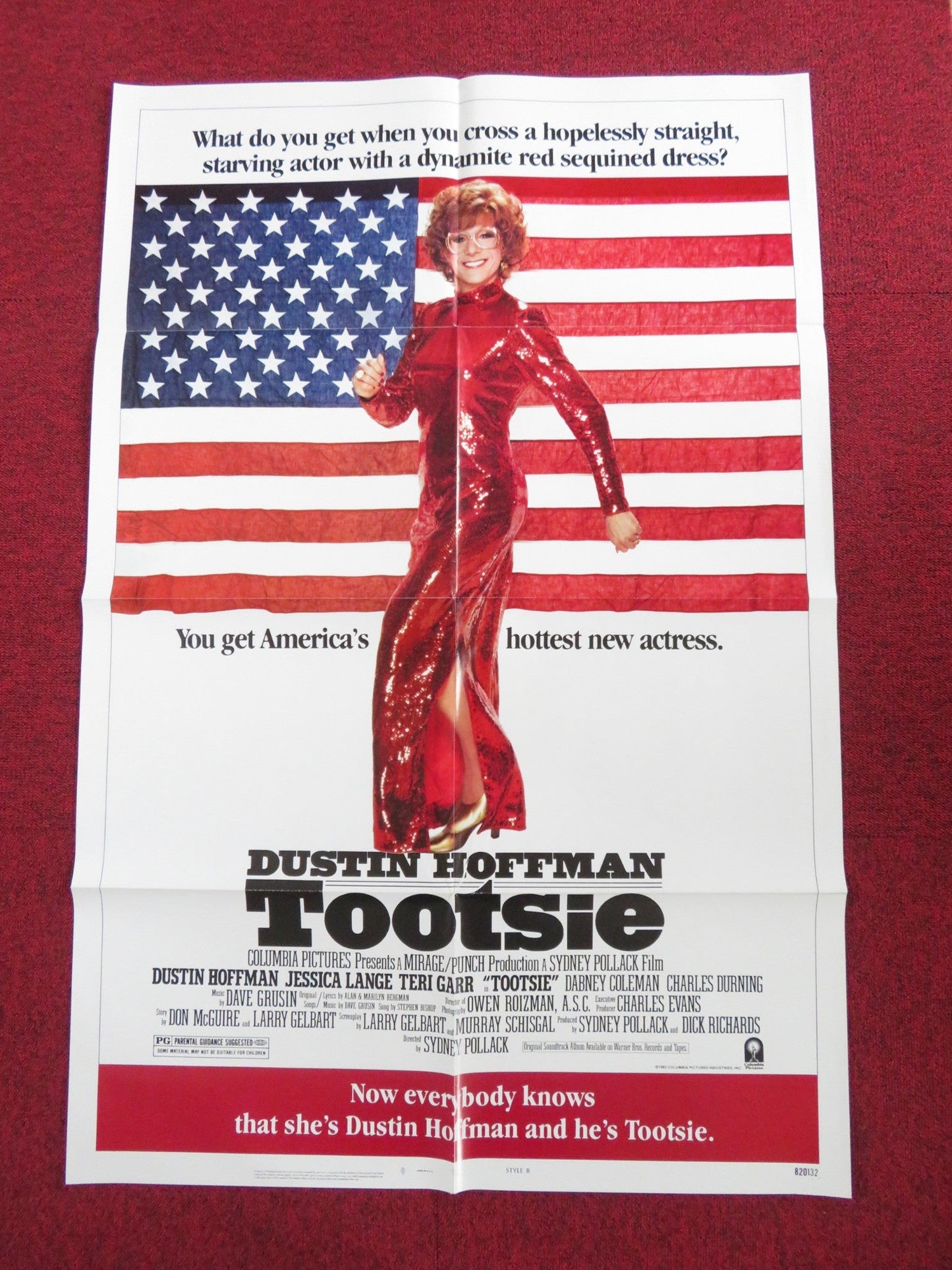 TOOTSIE - STYLE B FOLDED US ONE SHEET POSTER DUSTIN HOFFMAN JESSICA LANGE 1982 Rendezvous Cinema Movie posters