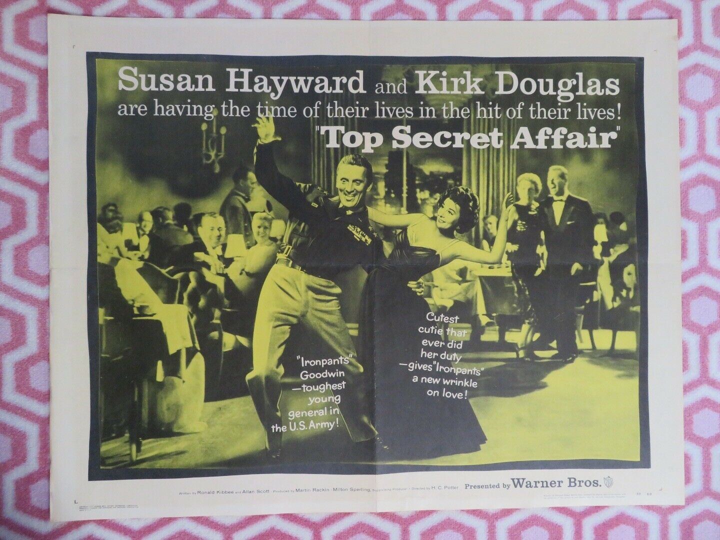 TOP SECRET AFFAIR US HALF SHEET (22"x 28") POSTER KIRK DOUGLAS 1957 Movie posters