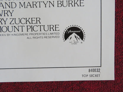 TOP SECRET! FOLDED US ONE SHEET POSTER VAL KILMER OMAR SHARIF 1984 Rendezvous Cinema Movie posters