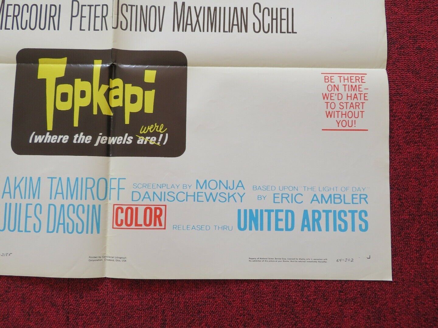 TOPKAPI FOLDED US ONE SHEET POSTER MELINA MERCOURI PETER USTINOV 1964 Movie posters