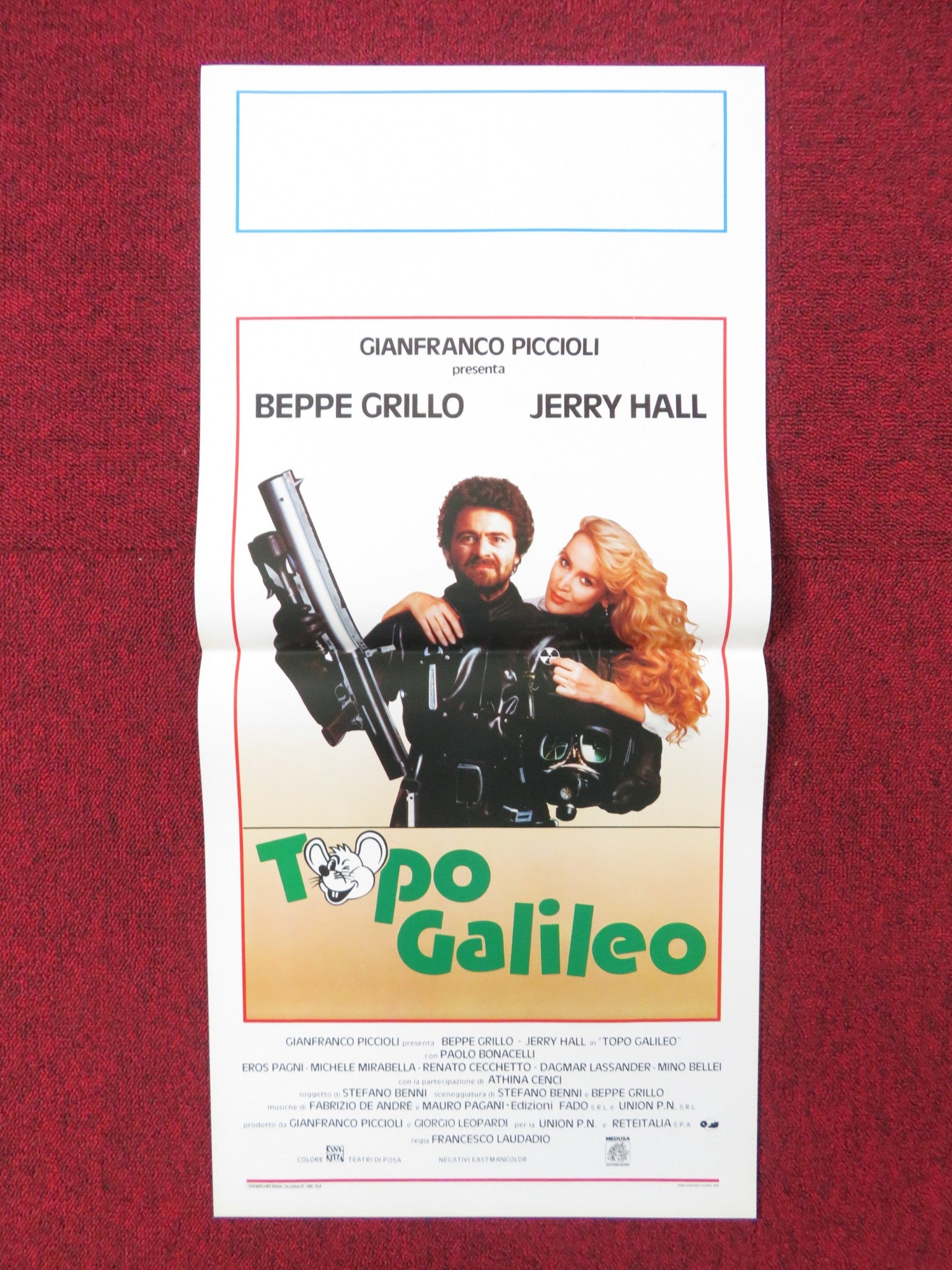 TOPO GALILEO ITALIAN LOCANDINA POSTER BEPPE GRILLO JERRY HALL 1988 Rendezvous Cinema Movie posters
