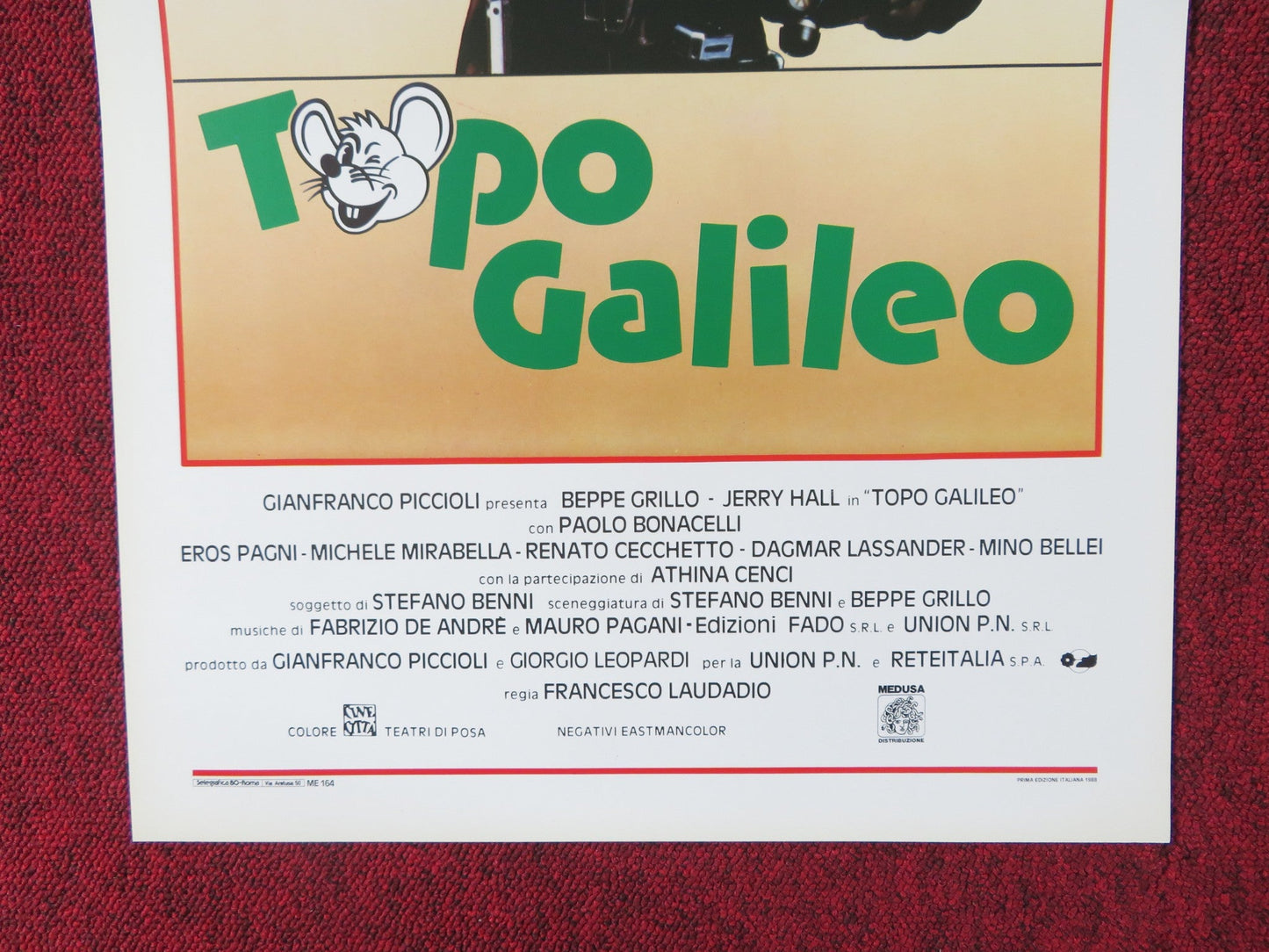 TOPO GALILEO ITALIAN LOCANDINA POSTER BEPPE GRILLO JERRY HALL 1988 Rendezvous Cinema Movie posters