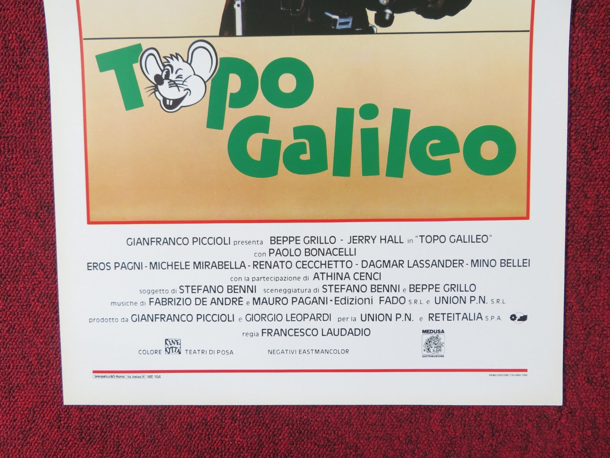 TOPO GALILEO ITALIAN LOCANDINA POSTER BEPPE GRILLO JERRY HALL 1988 Rendezvous Cinema Movie posters