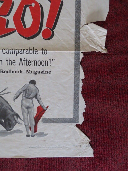 TORERO ONE FOLDED US ONE SHEET POSTER LUIS PROCUNA CARLOS ARRUZA 1957 Movie posters