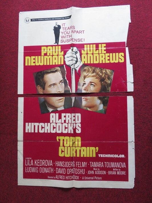 TORN CURTAIN FOLDED U.S ONE SHEET POSTER HITCHCOCK PAUL NEWMAN JULIE ANDREWS - Rendezvous Cinema