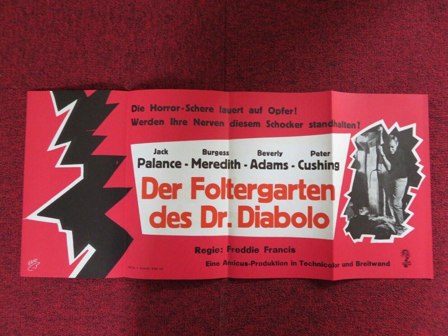 TORTURE GARDEN GERMAN POSTER (26.5"x 12") JACK PALANCE BURGESS MEREDITH 1967 Movie posters