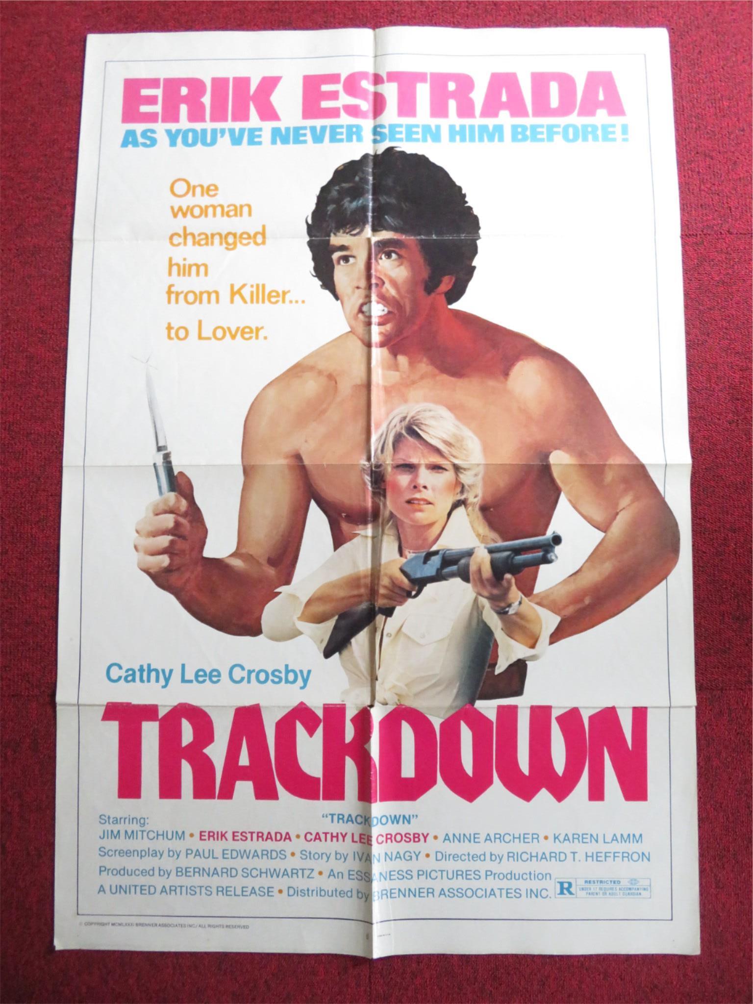 TRACKDOWN FOLDED US ONE SHEET POSTER JAMES MITCHUM KAREN LAMM 1981 Rendezvous Cinema Movie posters