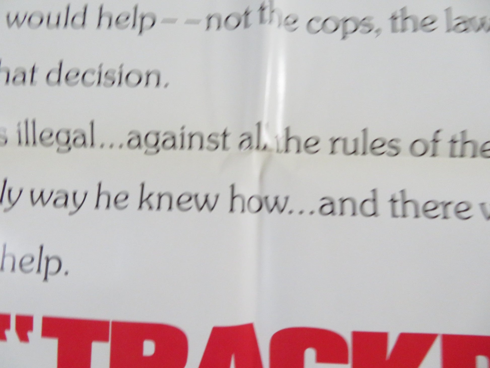 TRACKDOWN - STYLE B FOLDED US ONE SHEET POSTER JAMES MITCHUM KAREN LAMM 1976 Rendezvous Cinema Movie posters