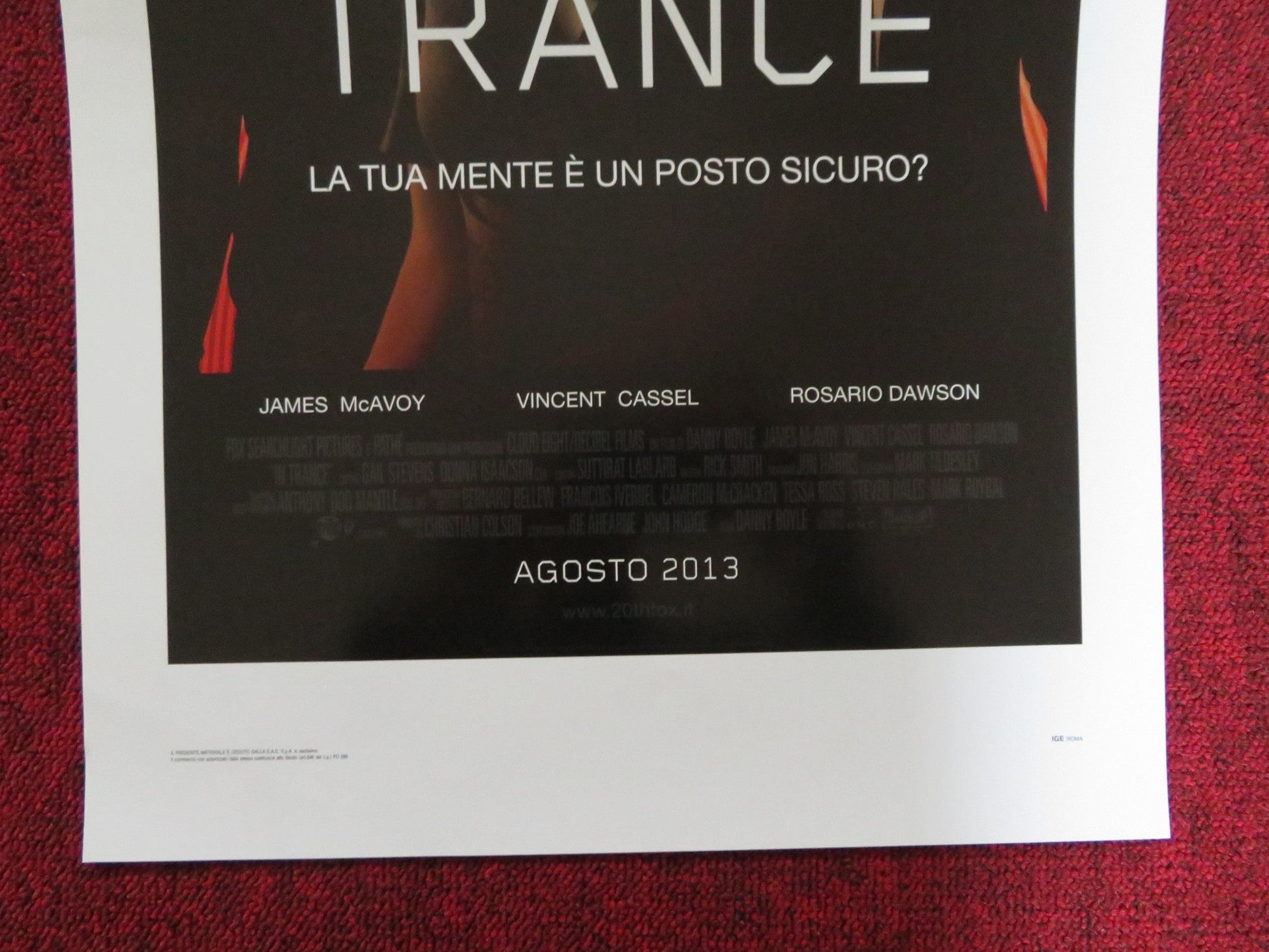 TRANCE ITALIAN LOCANDINA POSTER JAMES MCAVOY ROSARIO DAWSON 2013 Rendezvous Cinema Movie posters