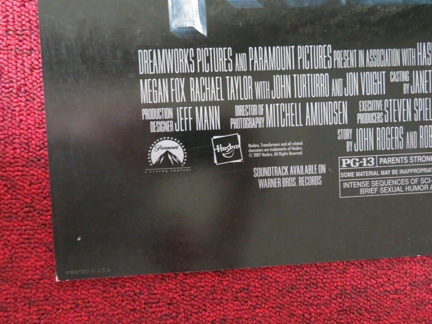 TRANSFORMERS FOLDED US ONE SHEET POSTER MICHAEL BAY MEGAN FOX 2007 Movie posters