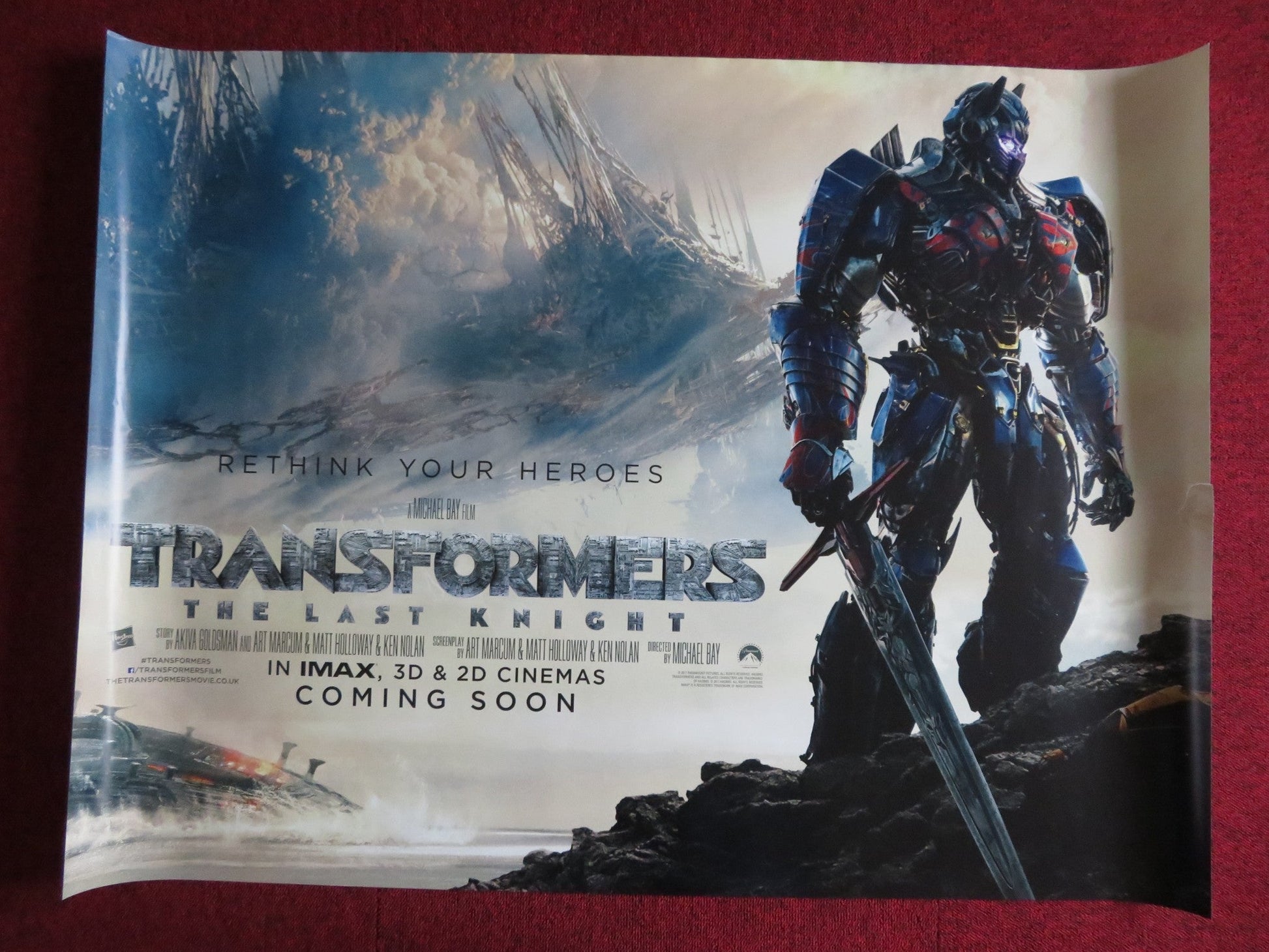 TRANSFORMERS: THE LAST NIGHT UK QUAD (30"x 40") ROLLED POSTER MARK WAHLBERG 2017 Rendezvous Cinema Movie posters