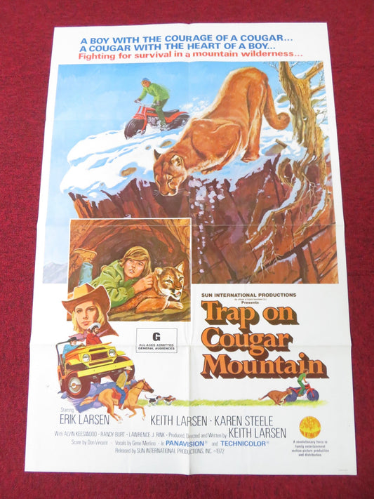 TRAP ON COUGAR MOUNTAIN FOLDED US ONE SHEET POSTER KEITH LARSEN K. STEELE 1972 Rendezvous Cinema Movie posters