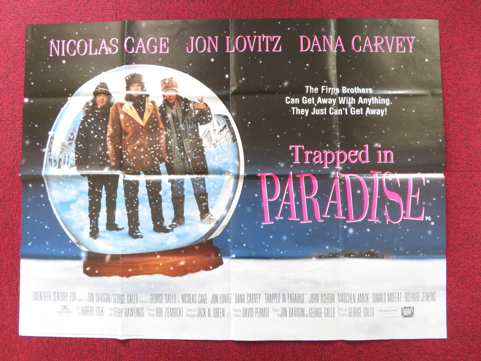 TRAPPED IN PARADISE UK QUAD POSTER FOLDED NICOLAS CAGE JON LOVITZ 1994 Rendezvous Cinema Movie posters