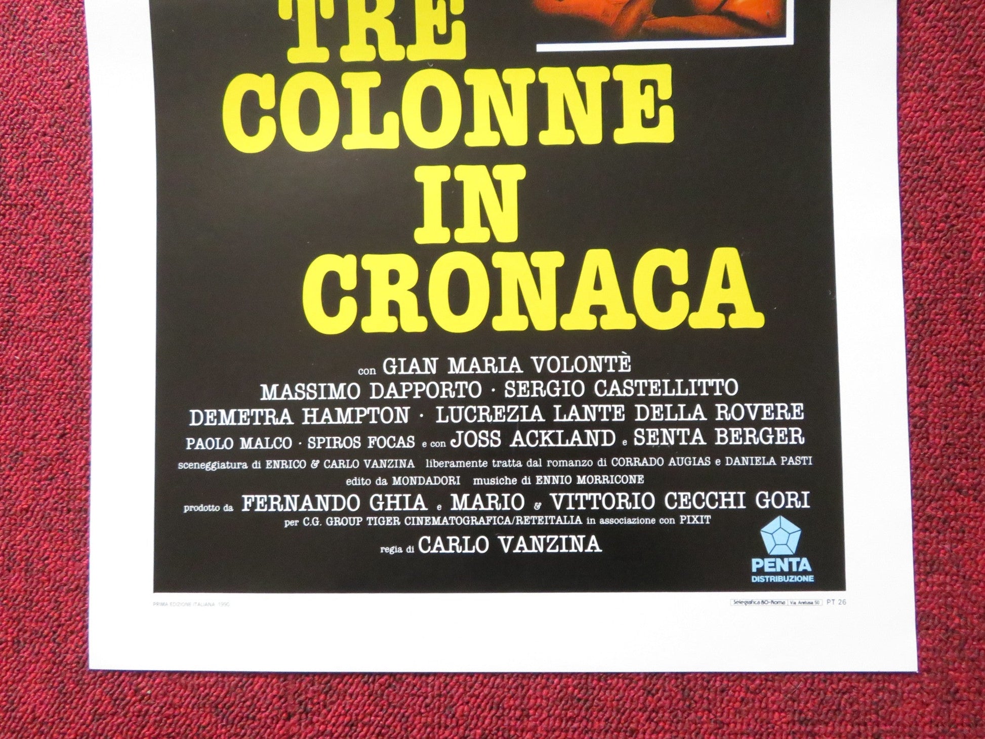 TRE COLONNE IN CRONACA ITALIAN LOCANDINA POSTER GIAN MARIA VOLONTE 1990 Rendezvous Cinema Movie posters