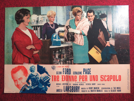 TRE DONNE PER UNO SCAPOLO - A ITALIAN FOTOBUSTA POSTER GLENN FORD PAGE 1965 Rendezvous Cinema Movie posters