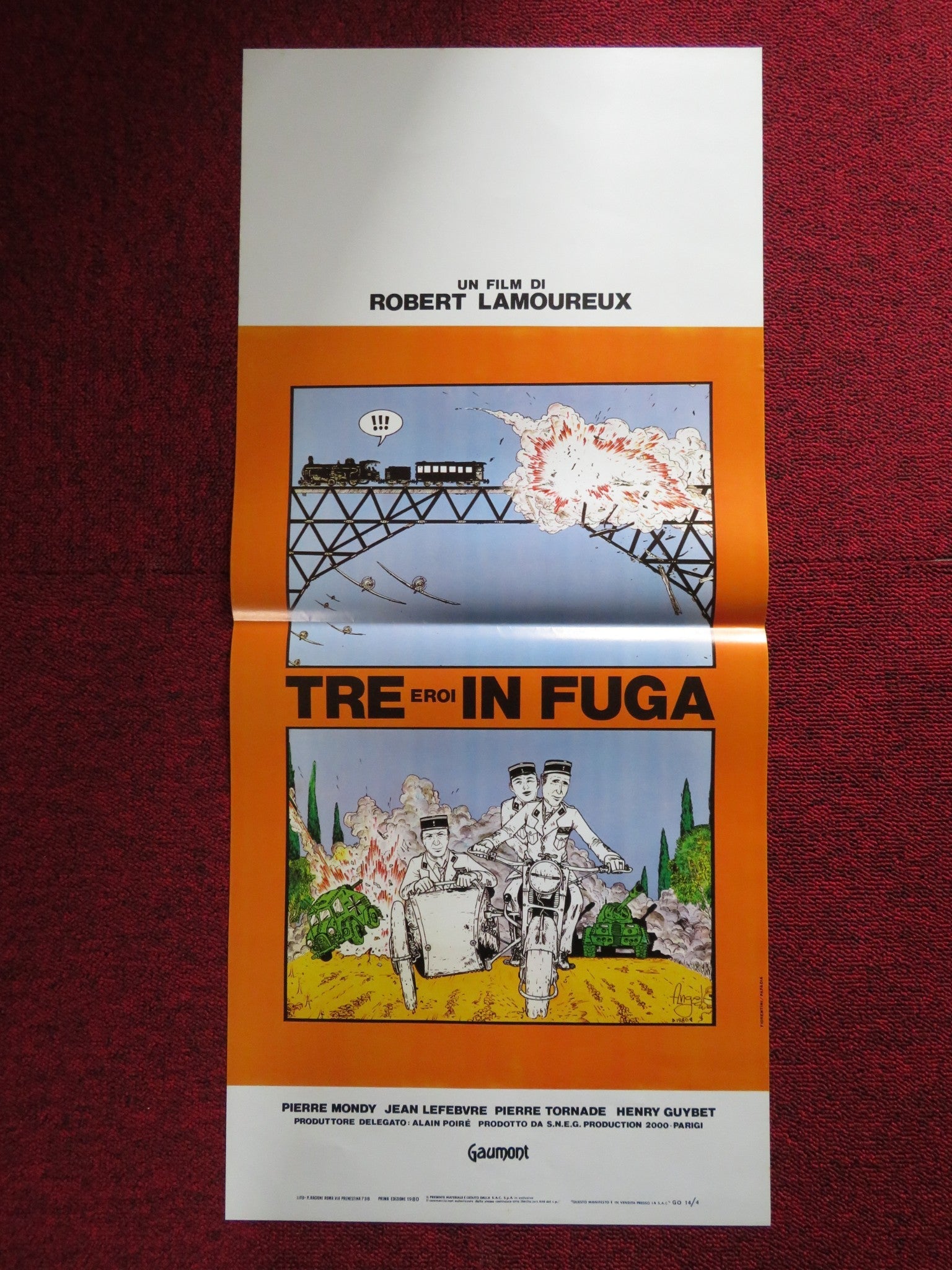 TRE EROI IN FUGA ITALIAN LOCANDINA POSTER PIERRE MONDY JEAN LEFEBVRE 1980 Rendezvous Cinema Movie posters