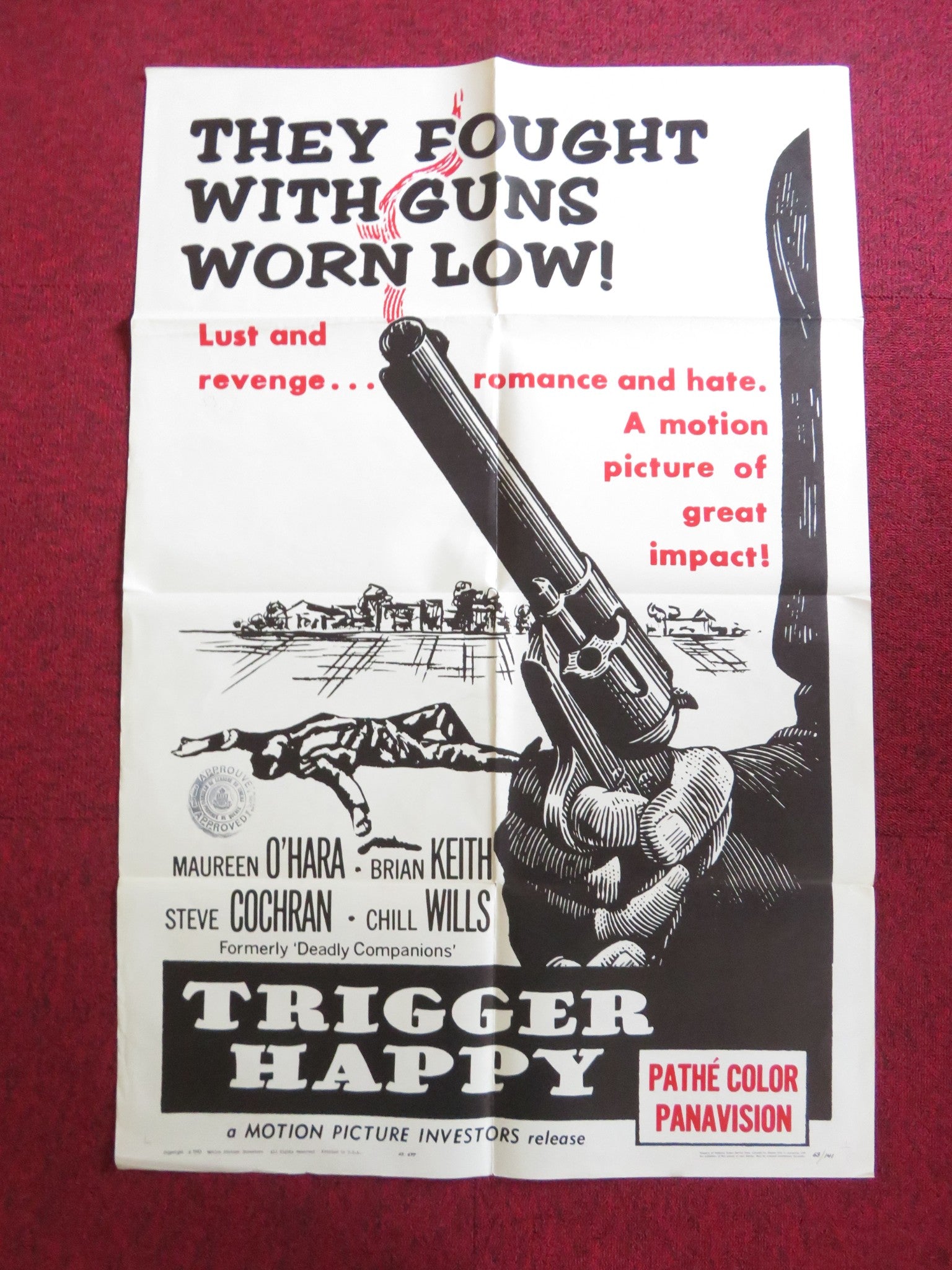 TRIGGER HAPPY / THE DEADLY COMPANIONS FOLDED US ONE SHEET POSTER 1963 Rendezvous Cinema Movie posters