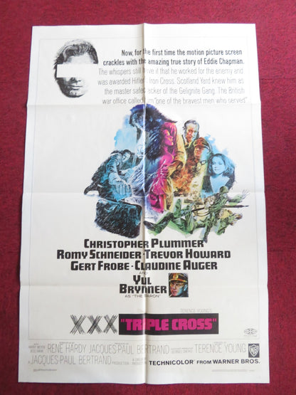 TRIPLE CROSS FOLDED US ONE SHEET POSTER CHRISTOPHER PLUMMER YUL BRYNER 1967 Rendezvous Cinema Movie posters
