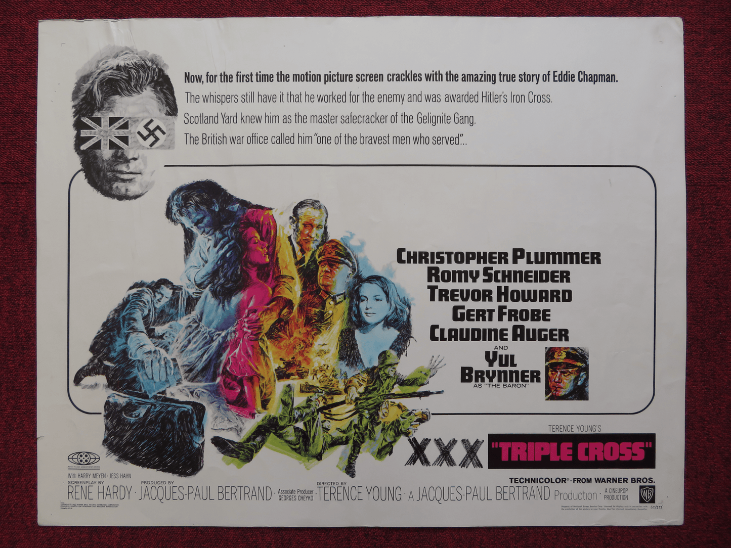 TRIPLE CROSS US HALF SHEET (22"x 28") POSTER CHRISTOPHER PLUMMER 1967 Rendezvous Cinema Movie posters