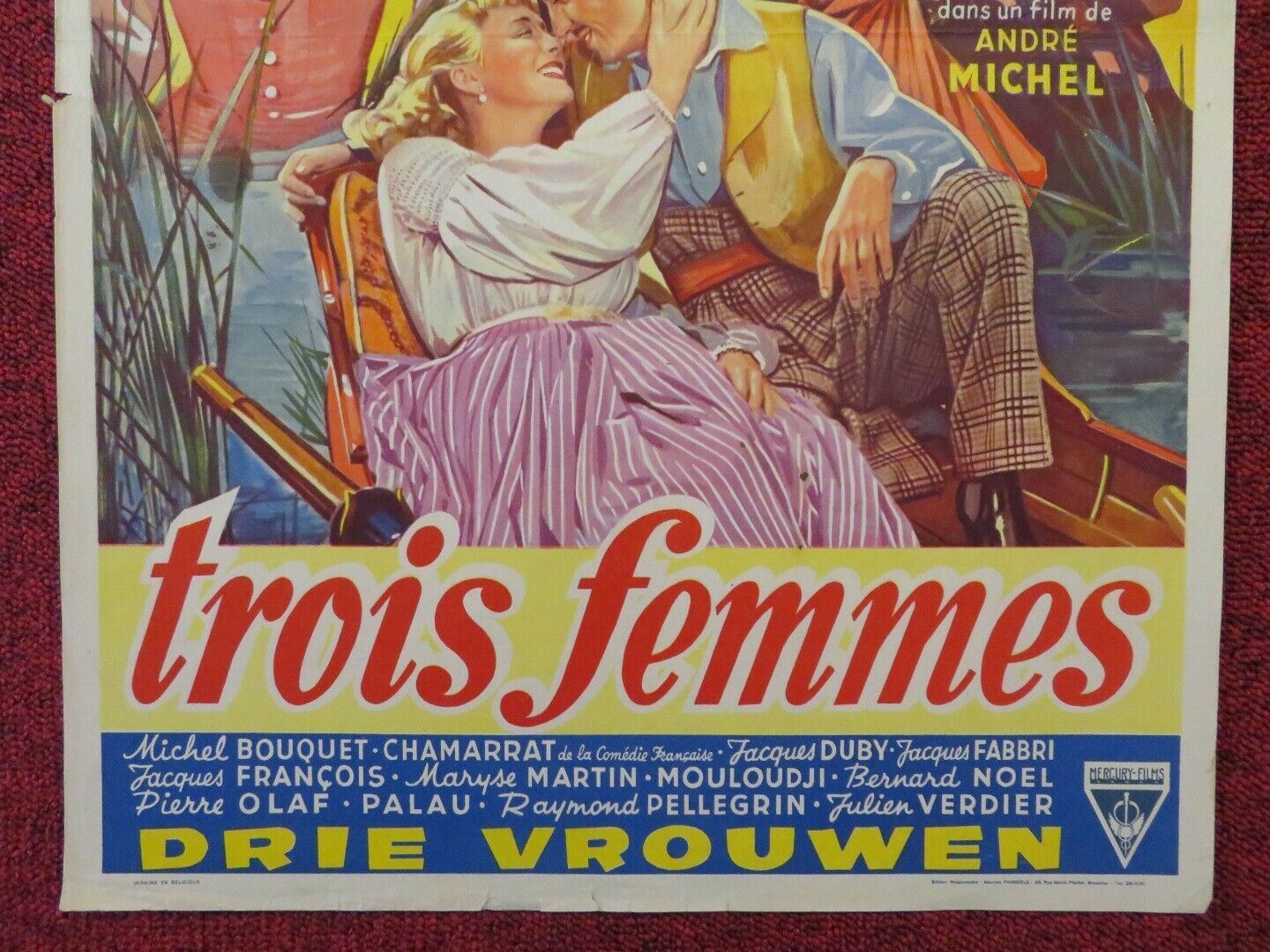 TROIS FEMMES / THREE WOMEN BELGIUM (21.5"x14") POSTER AGNES DELAHAIE 1952 Movie posters