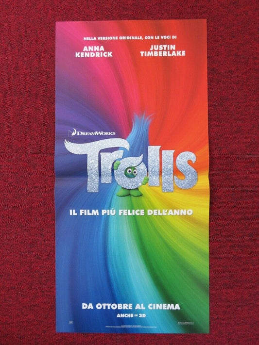 TROLLS ITALIAN LOCANDINA (26.5"x13") POSTER DREAMWORKS TIMBERLAKE 2016 Rendezvous Cinema Movie posters