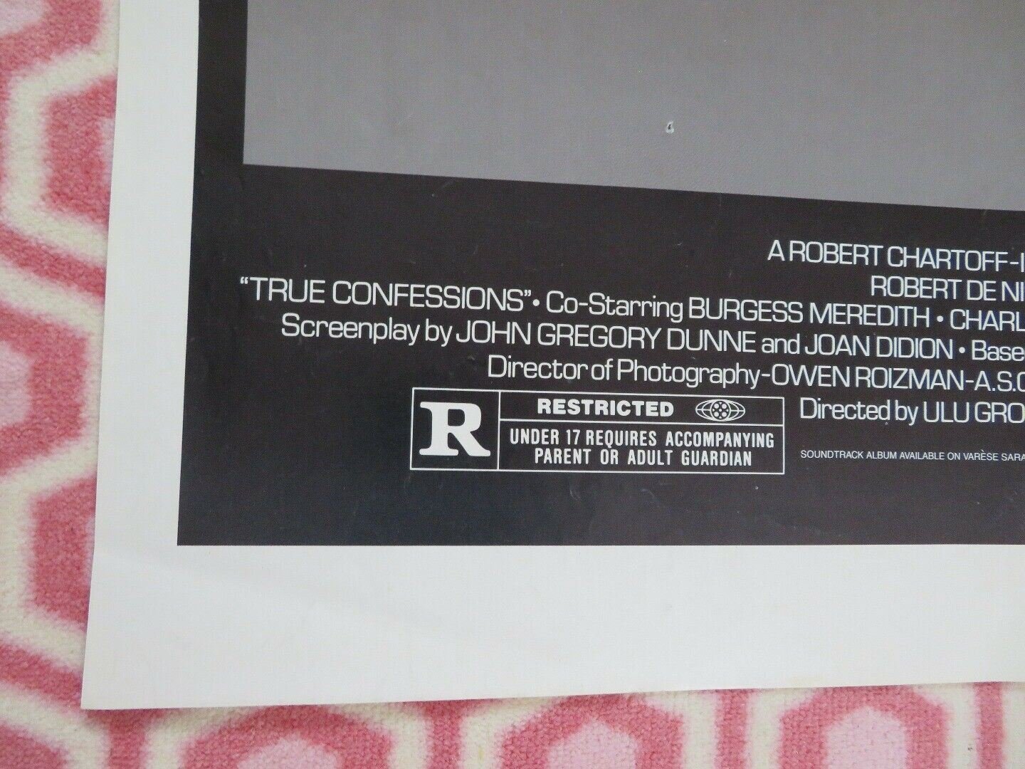 TRUE CONFESSIONS FOLDED US ONE SHEET POSTER ROBERT DENIRO ROBERT DUVALL 1981 Movie posters