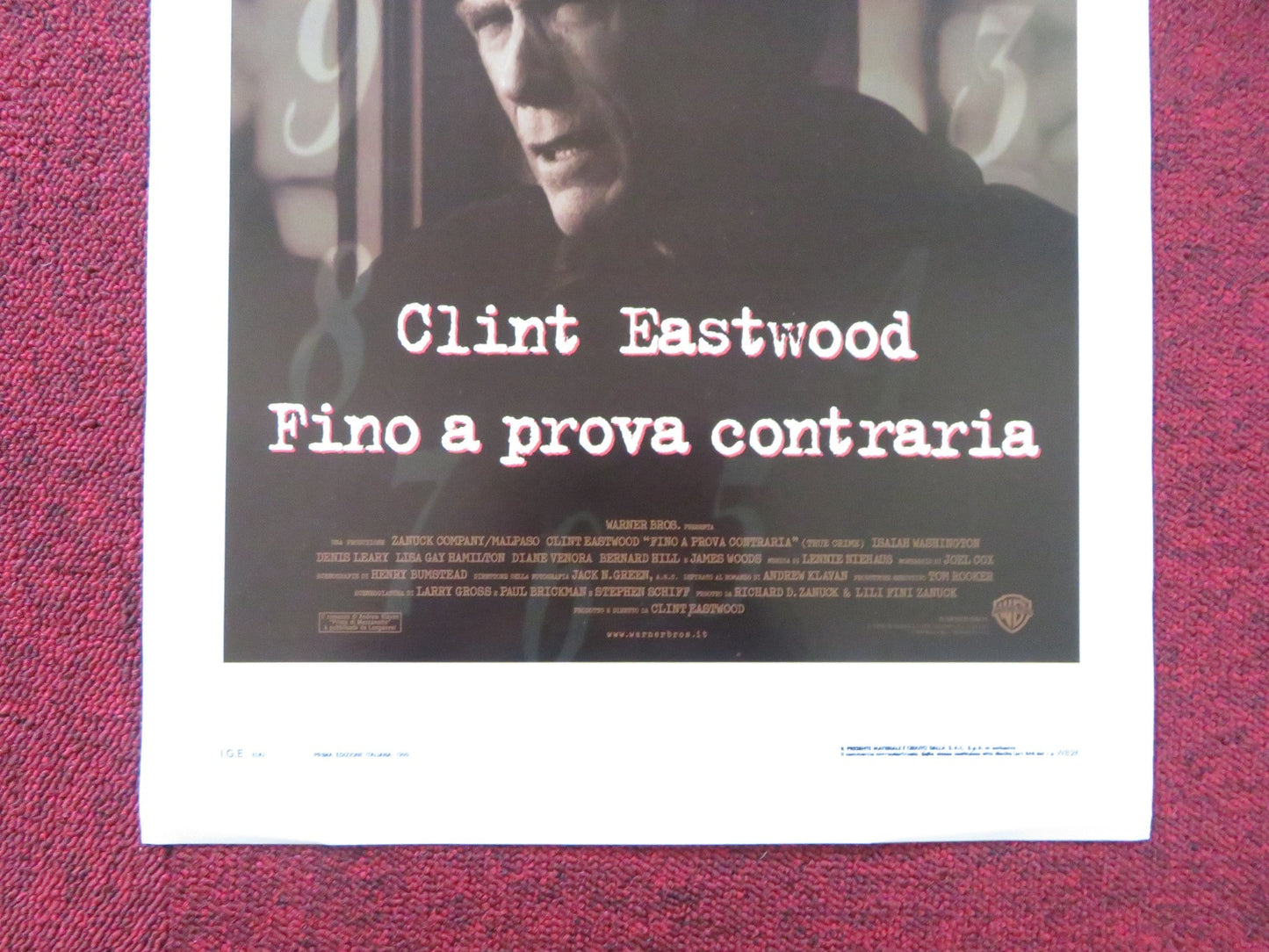 TRUE CRIME ITALIAN LOCANDINA POSTER CLINT EASTWOOD JAMES WOODS 1999 Rendezvous Cinema Movie posters