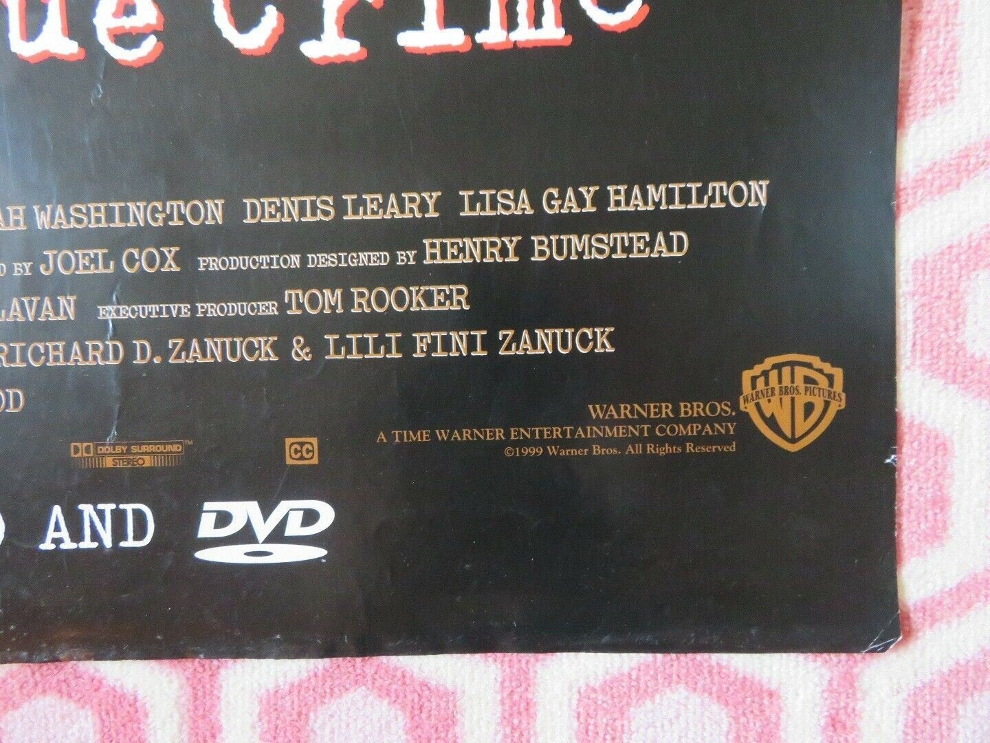 TRUE CRIME VIDEO DVD ONE SHEET POSTER FOLDED CLINT EASTWOOD I. WASHINGTON 1999 Movie posters