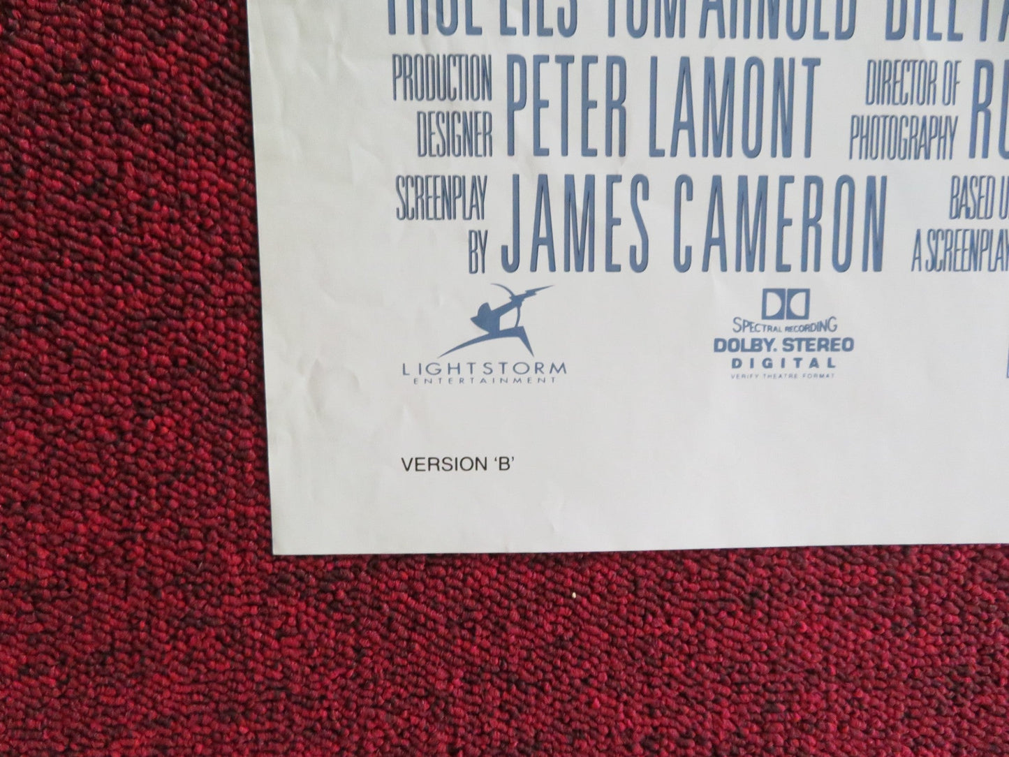 TRUE LIES - VERSION B FOLDED US ONE SHEET POSTER ARNOLD SCHWARZENEGGER 1994 Rendezvous Cinema Movie posters