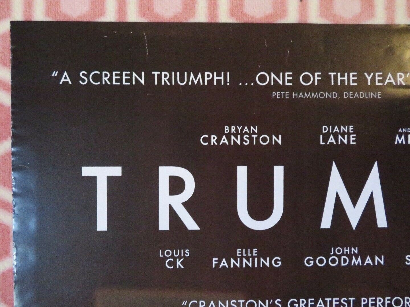 TRUMBO UK ONE SHEET (27"x 41") ROLLED POSTER BRYAN CRANSTON DIANE LANE 2015 Rendezvous Cinema Movie posters