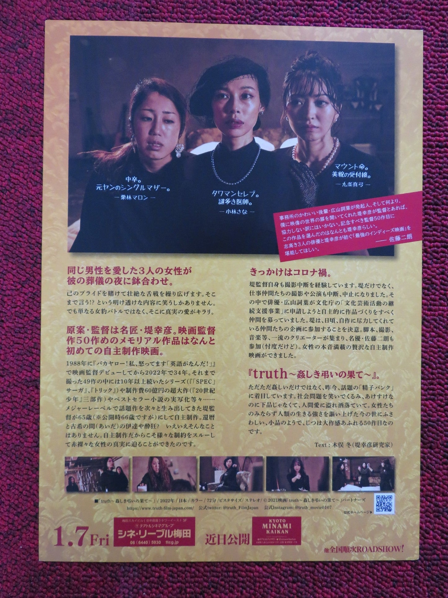 TRUTH JAPANESE CHIRASHI (B5) POSTER YUKIHIKO TSUTSUMI 2022 Rendezvous Cinema Movie posters