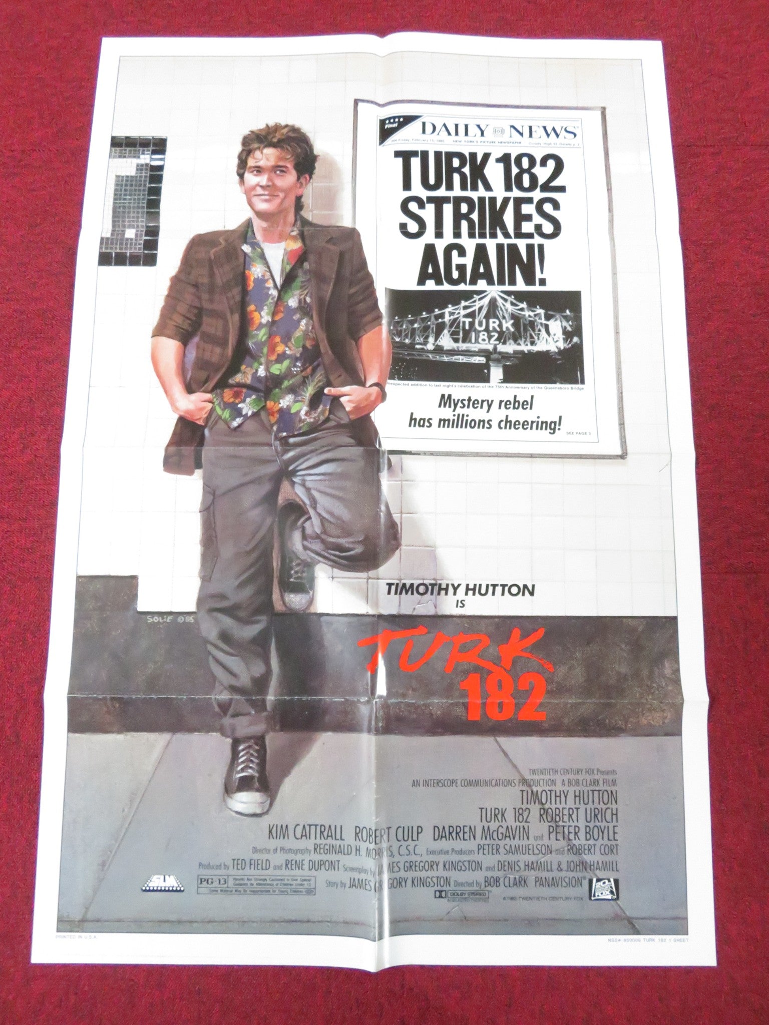 TURK 182 FOLDED US ONE SHEET POSTER TIMOTHY HUTTON ROBERT URICH 1985 Rendezvous Cinema Movie posters