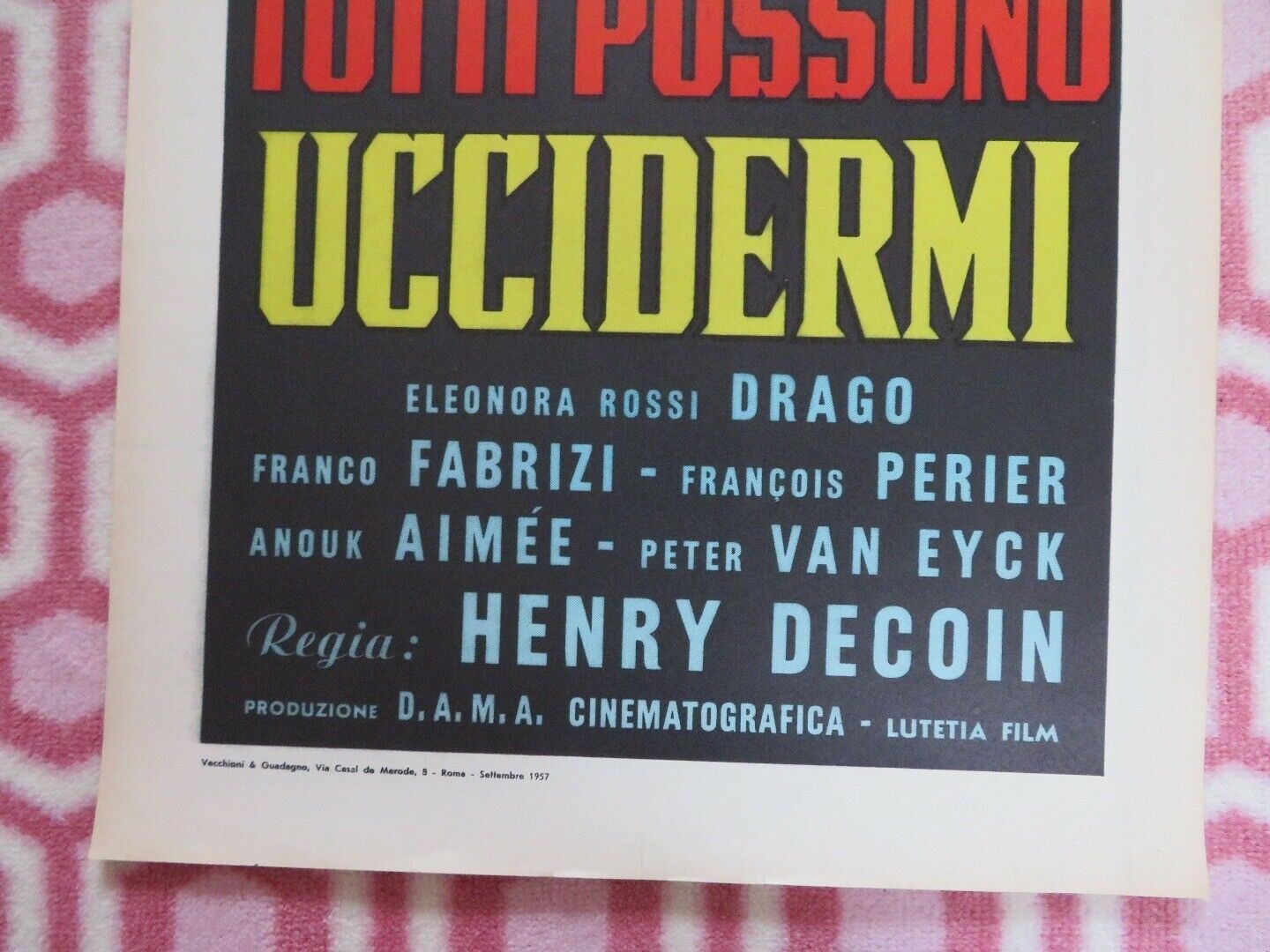 TUTTI POSSONO UCCIDERMI ITALIAN LOCANDINA (27.5" x 13") POSTER FRANCO FABRIZI - Rendezvous Cinema