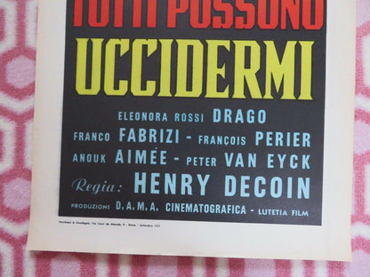 TUTTI POSSONO UCCIDERMI ITALIAN LOCANDINA (27.5" x 13") POSTER FRANCO FABRIZI - Rendezvous Cinema