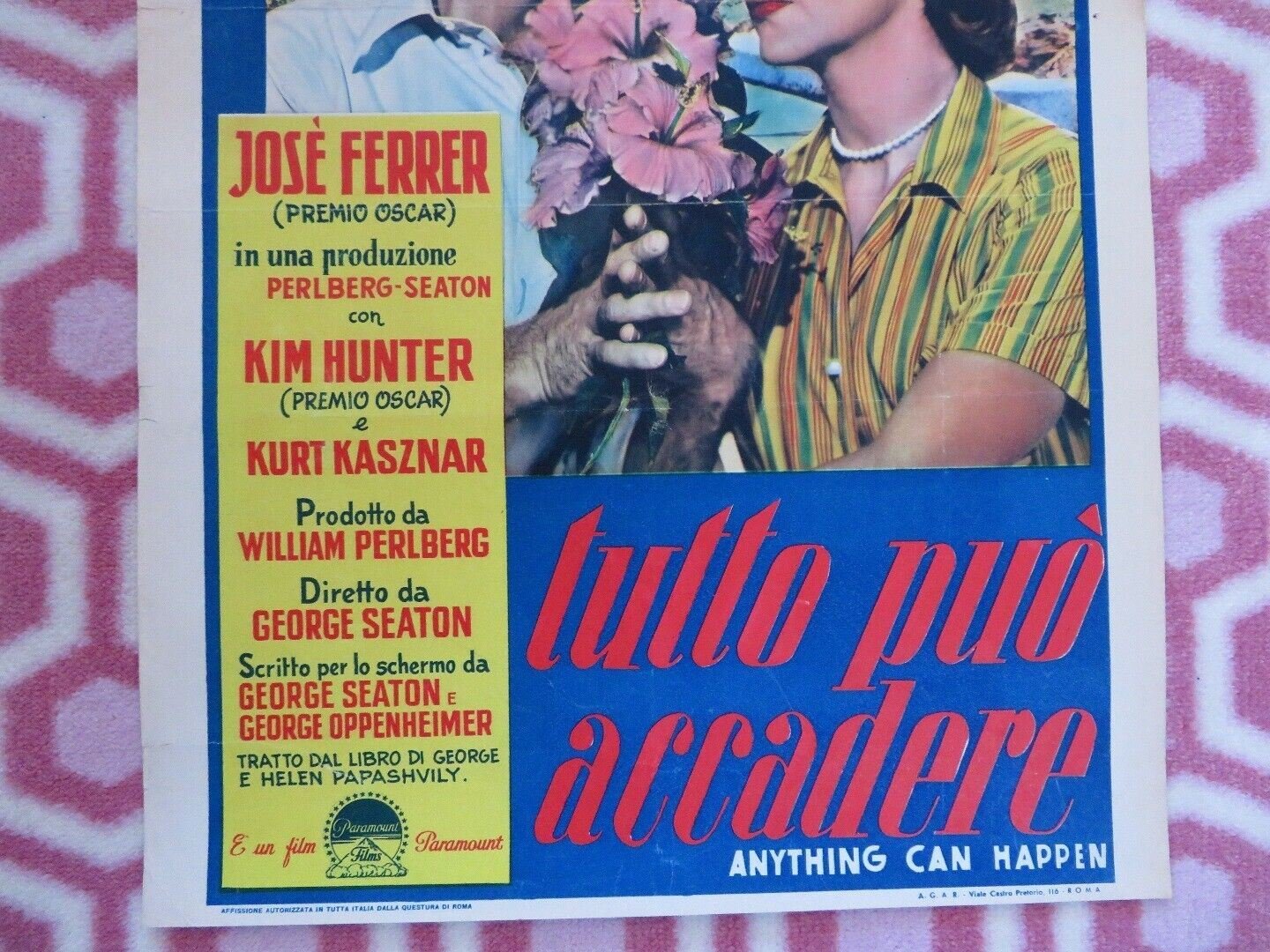 TUTTO PUO ACCADERE/ ANYTHING CAN HAPPEN ITALIAN LOCANDINA (27" x 13") POSTER '52 Movie posters