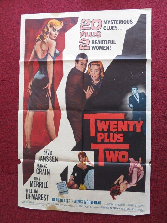 TWENTY PLUS TWO FOLDED US ONE SHEET POSTER DAVID JANSSEN JEANNE CRAIN 1961 Movie posters