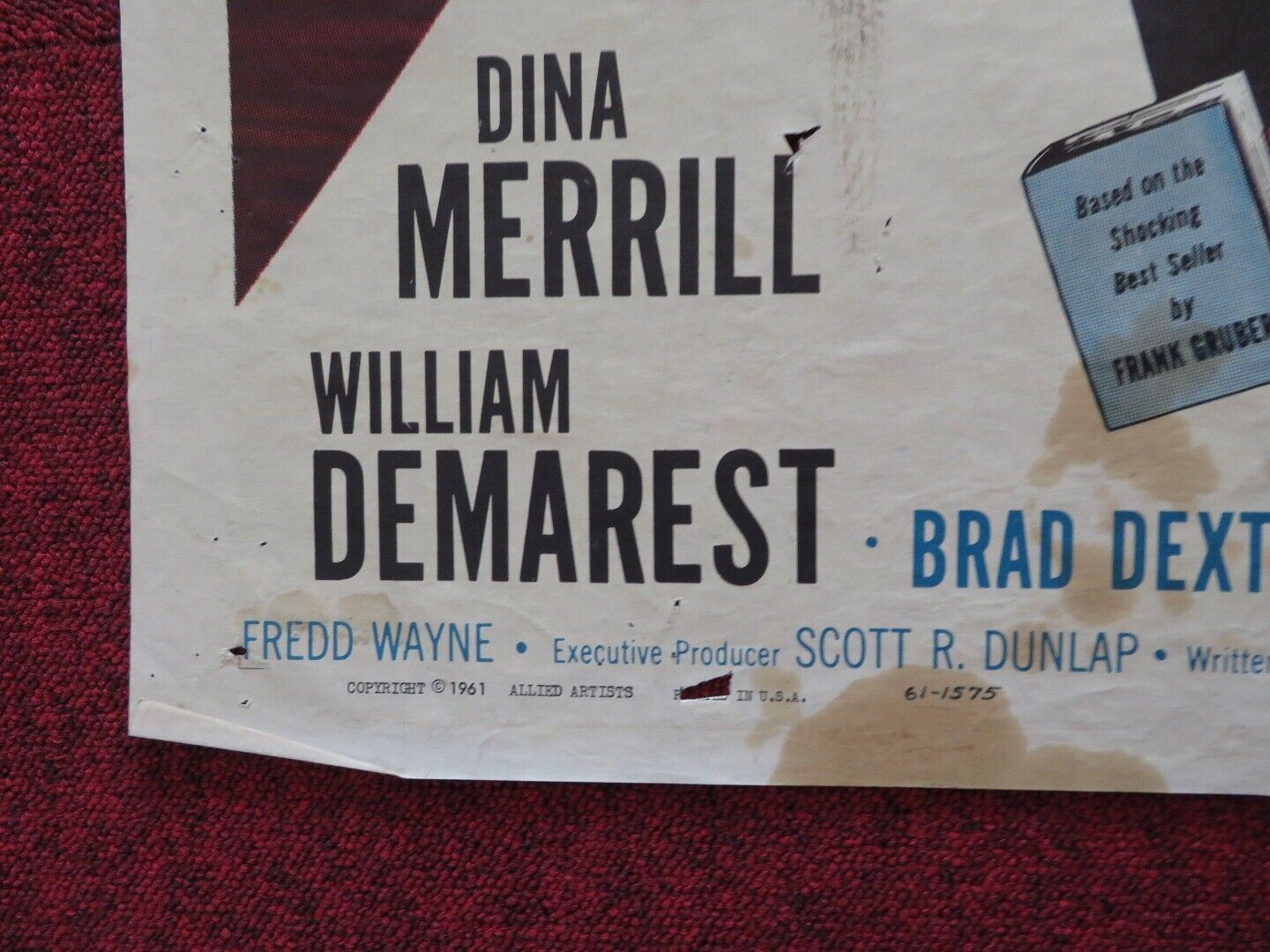 TWENTY PLUS TWO FOLDED US ONE SHEET POSTER DAVID JANSSEN JEANNE CRAIN 1961 Movie posters