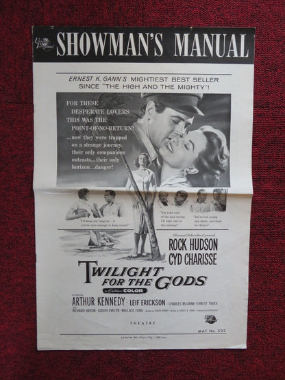 TWILIGHT FOR THE GODS UNCUT UNIVERSAL INTERNATIONAL FOLDED PRESS BOOK 1958 Rendezvous Cinema Movie posters