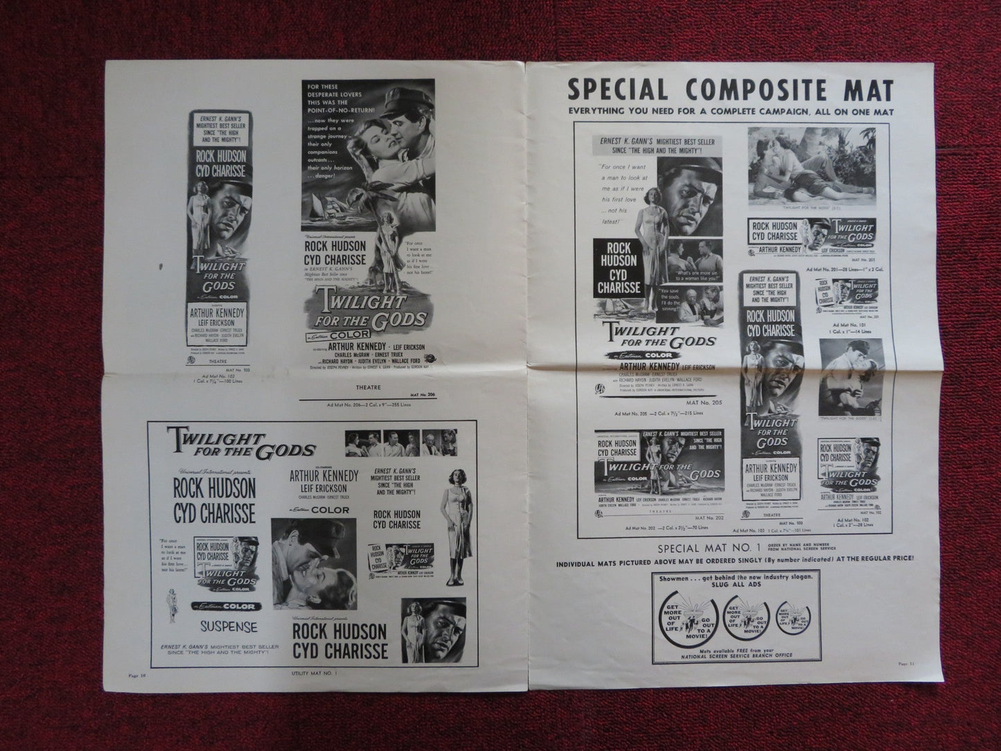 TWILIGHT FOR THE GODS UNCUT UNIVERSAL INTERNATIONAL FOLDED PRESS BOOK 1958 Rendezvous Cinema Movie posters