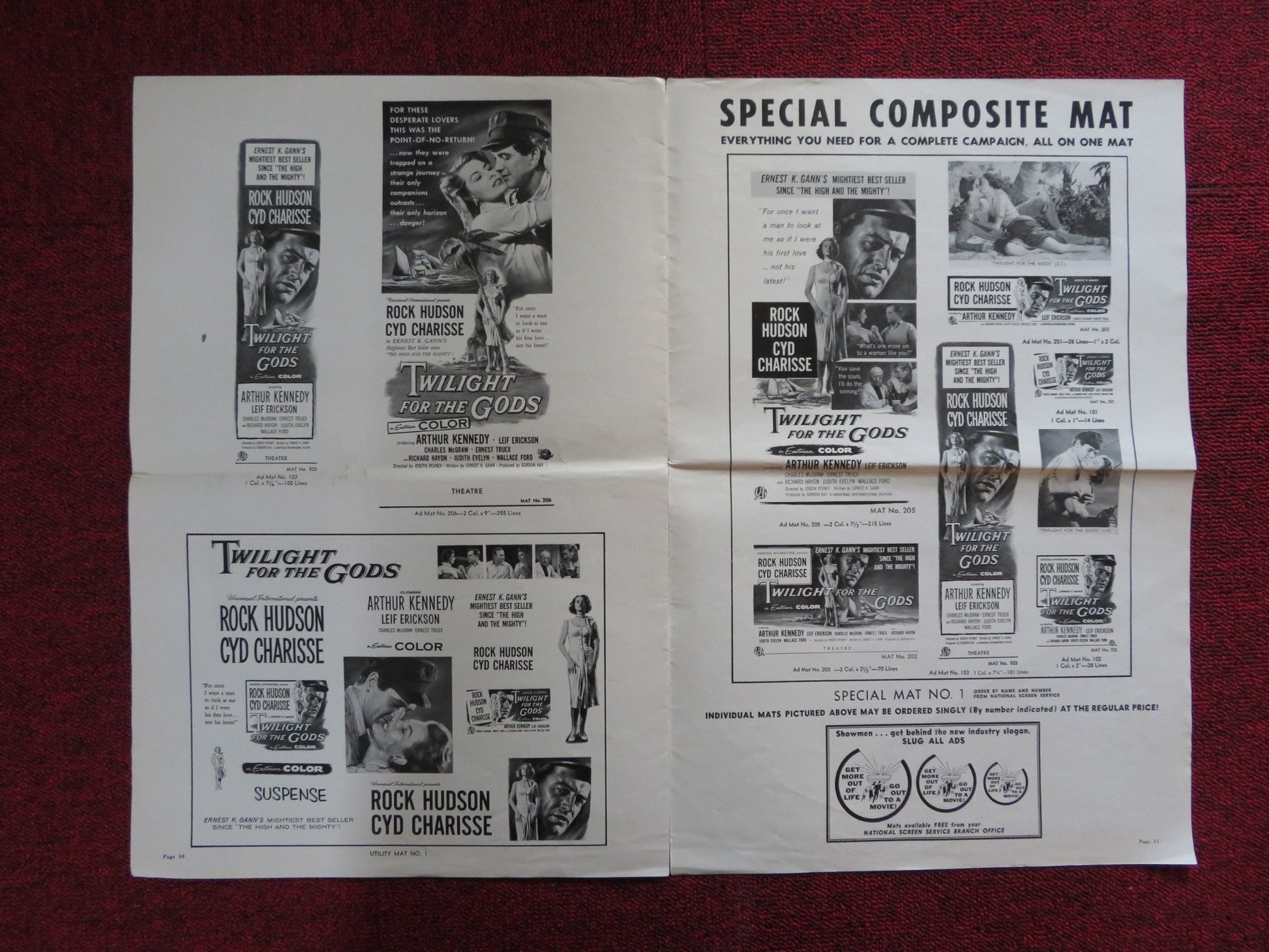 TWILIGHT FOR THE GODS UNCUT UNIVERSAL INTERNATIONAL FOLDED PRESS BOOK 1958 Rendezvous Cinema Movie posters