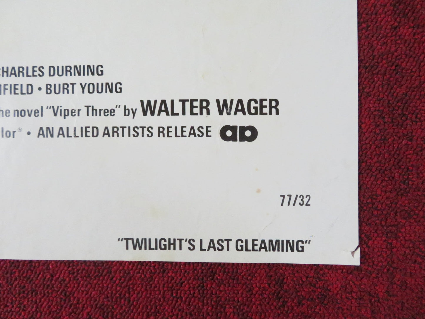 TWILIGHT'S LAST GLEAMING - B FOLDED US ONE SHEET POSTER BURT LANCASTER 1977 Rendezvous Cinema Movie posters