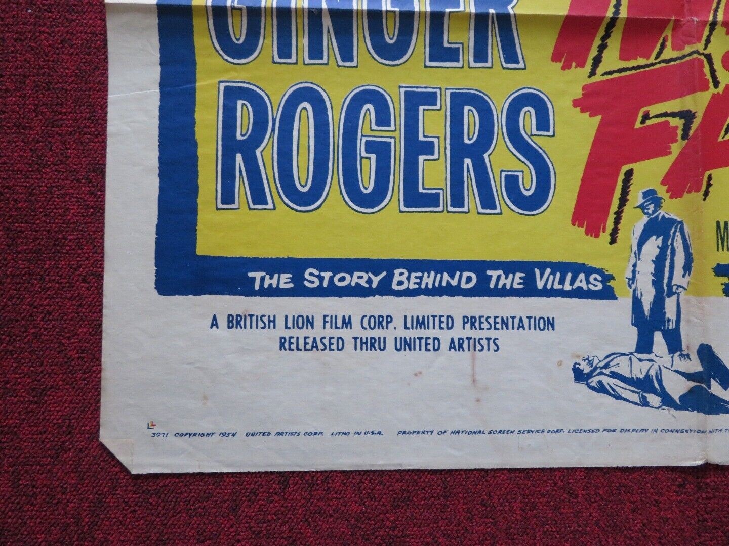 TWIST OF FATE FOLDED US ONE SHEET POSTER GINGER ROGERS HERBERT LOM 1954 - Rendezvous Cinema