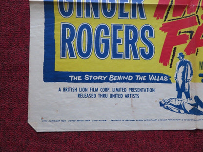 TWIST OF FATE FOLDED US ONE SHEET POSTER GINGER ROGERS HERBERT LOM 1954 - Rendezvous Cinema