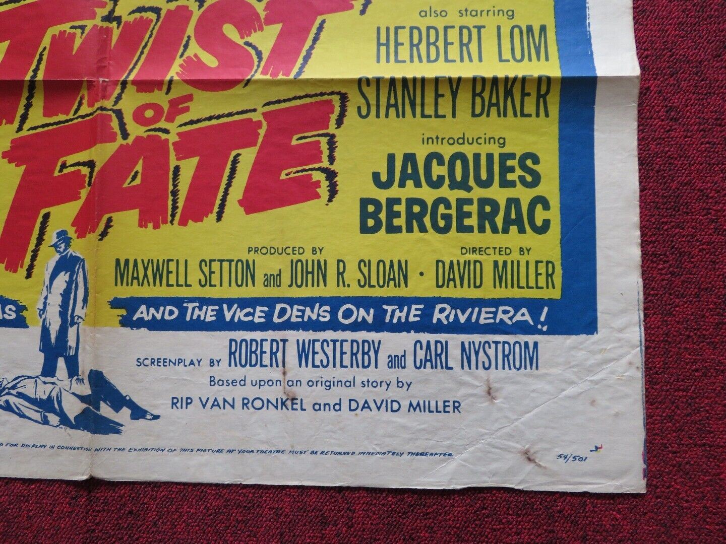 TWIST OF FATE FOLDED US ONE SHEET POSTER GINGER ROGERS HERBERT LOM 1954 - Rendezvous Cinema